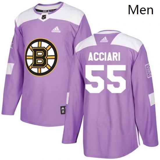 Mens Adidas Boston Bruins 55 Noel Acciari Authentic Purple Fights Cancer Practice NHL Jersey